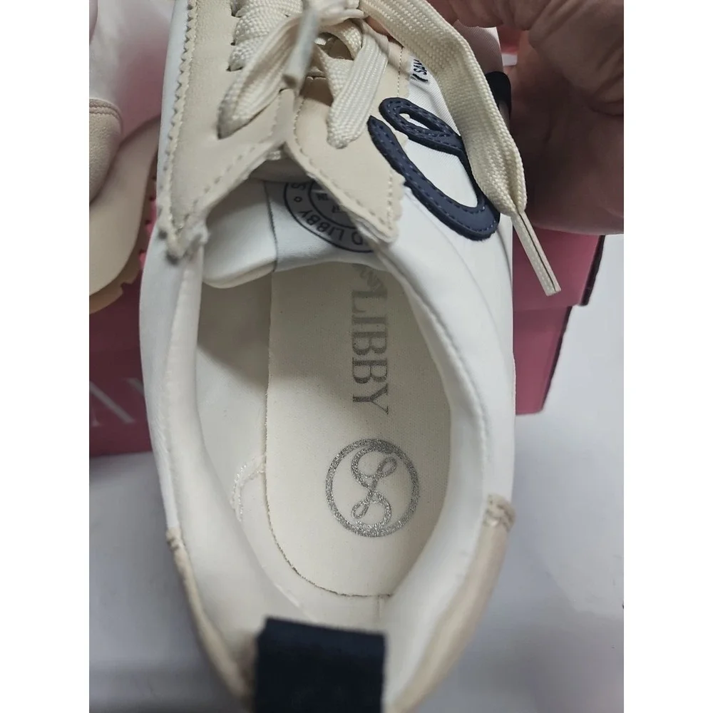 Sam and Libby Women Sz 6M Rowen Sneaker white/ivory man made upper‎